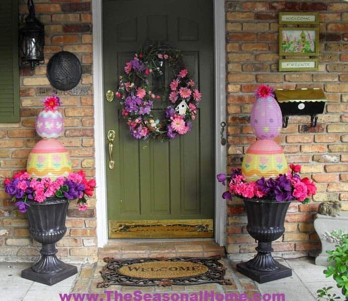 Decorative Easter Egg Planters for Porches