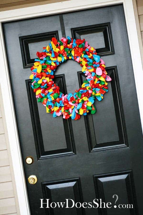 Colorful Clustered Balloon Wreath