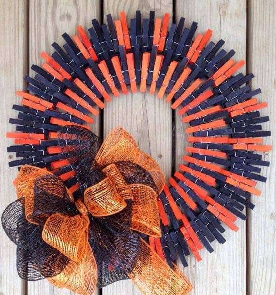 Add Halloween Decor with Double Clothespin Wreath