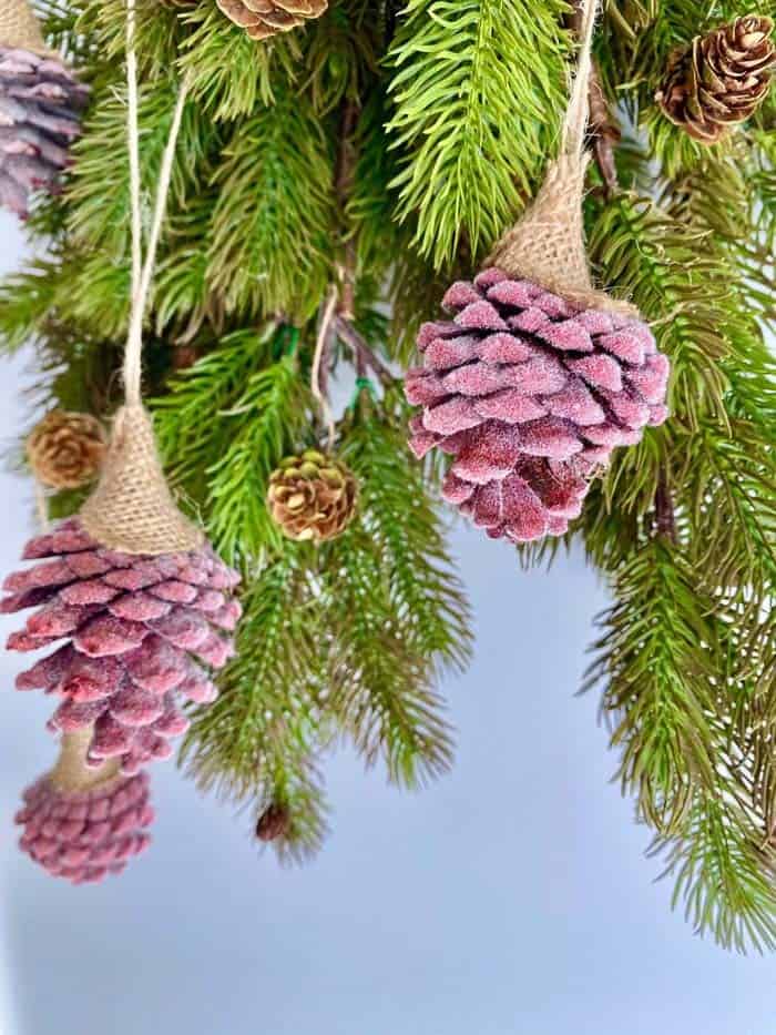 Make Your Tree Sparkle with Red Frosted Pinecones