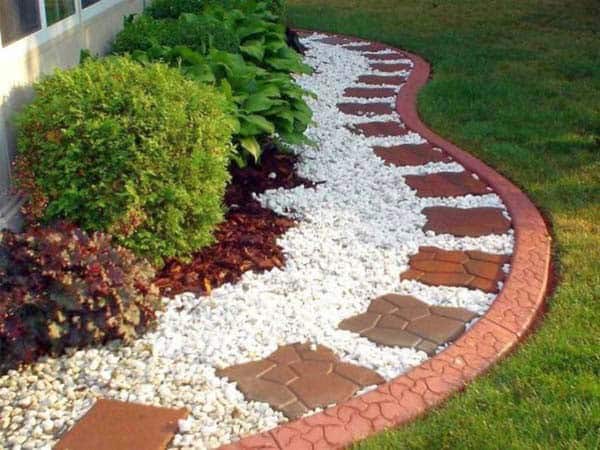 Stunning Pathway with White Stones and Square Steps