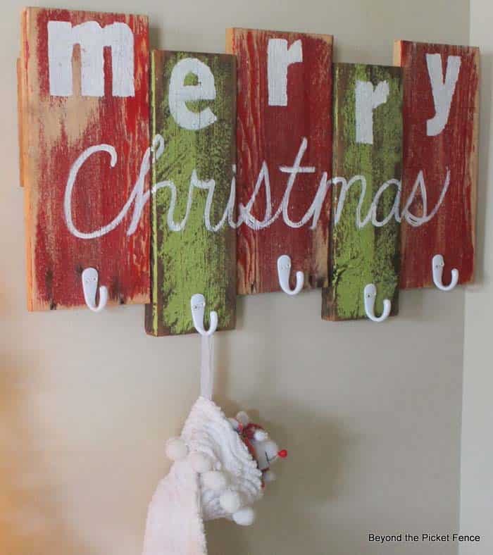 Repurposed Pallet Wood Stocking Holder