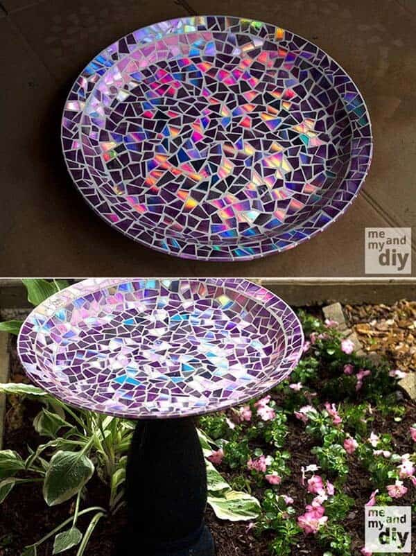 Create a DIY Mosaic Birdbath with an Old Serving Tray