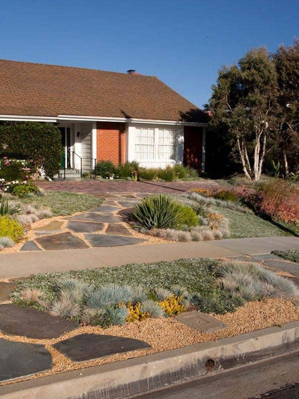 Enhance Flagstone Path with Drought-Tolerant Ground Cover