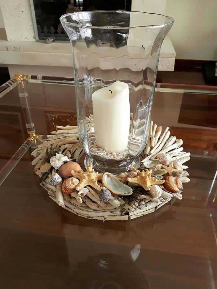 Coastal-Inspired Driftwood Candle Holder