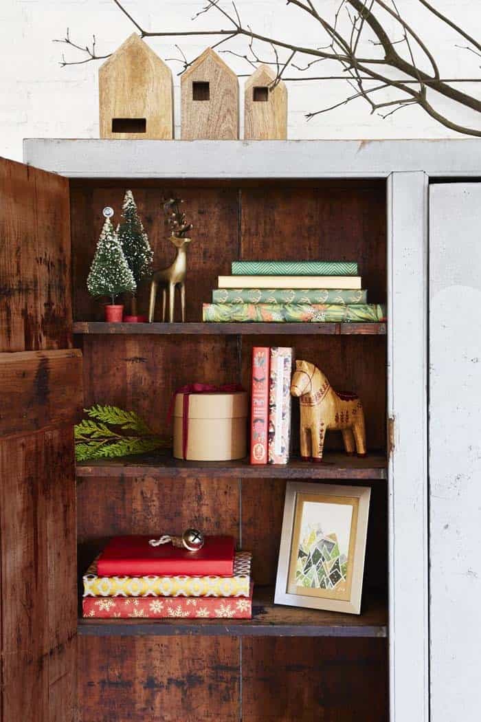 Add Holiday Touches To A Bookcase