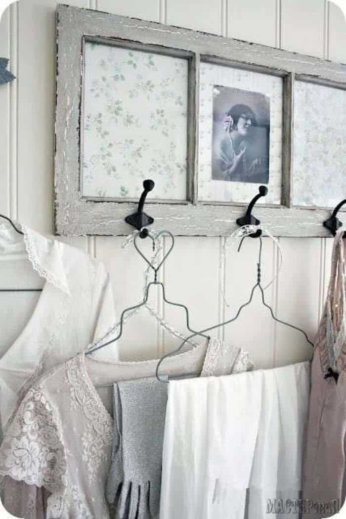 Quick Clothes Rack With Vintage Wallpaper