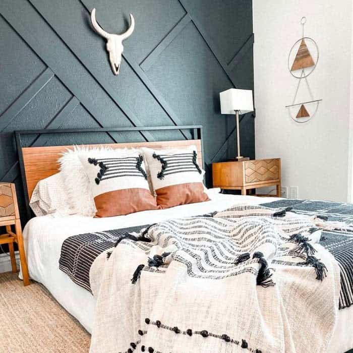 Geometric Modern Wood Accent Wall With Panelling