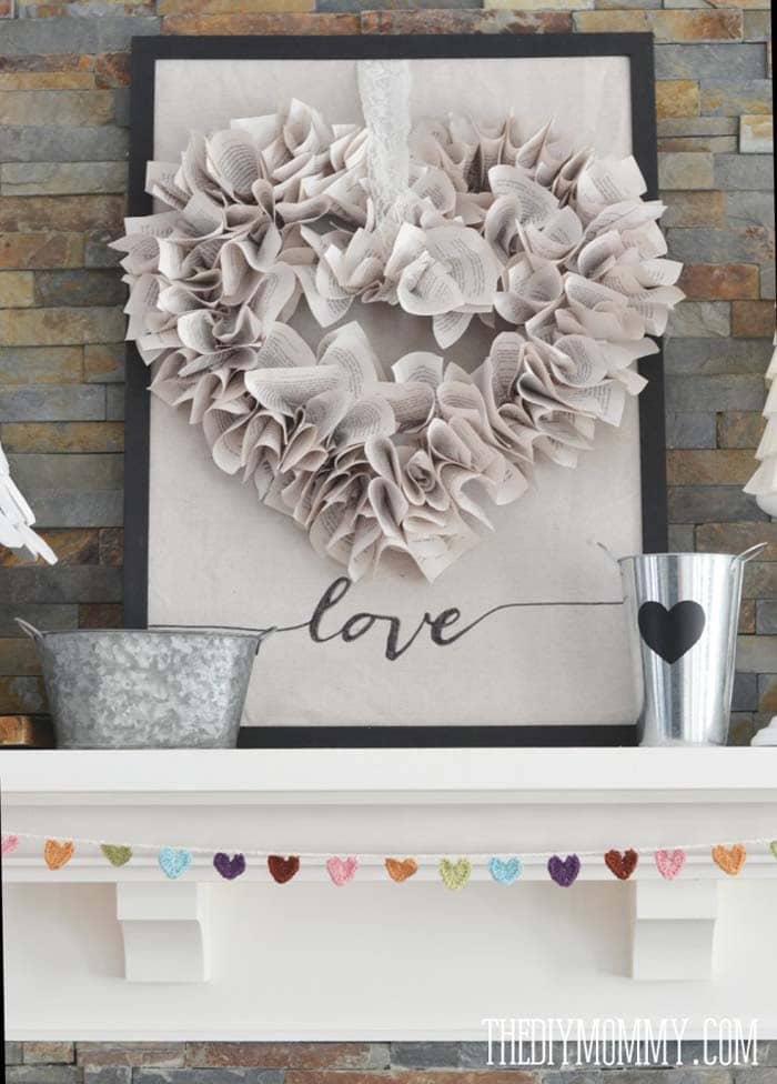 Make a Rustic Heart-Shaped Wreath with Book Pages