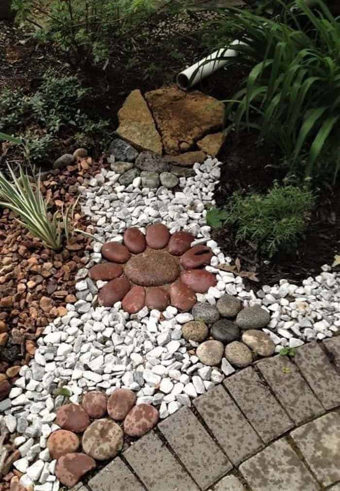 Large Flowers on Colorful Rock Bed