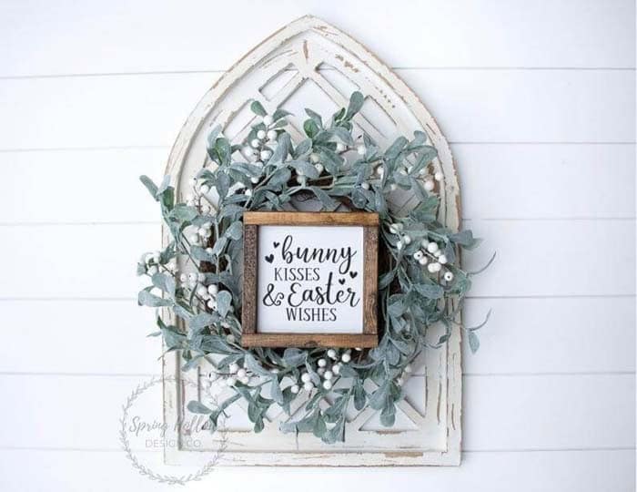 Easter Sign With Spring Wreath