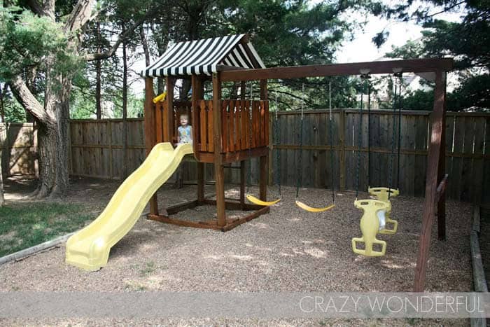 A Swing Set Gets a Playhouse