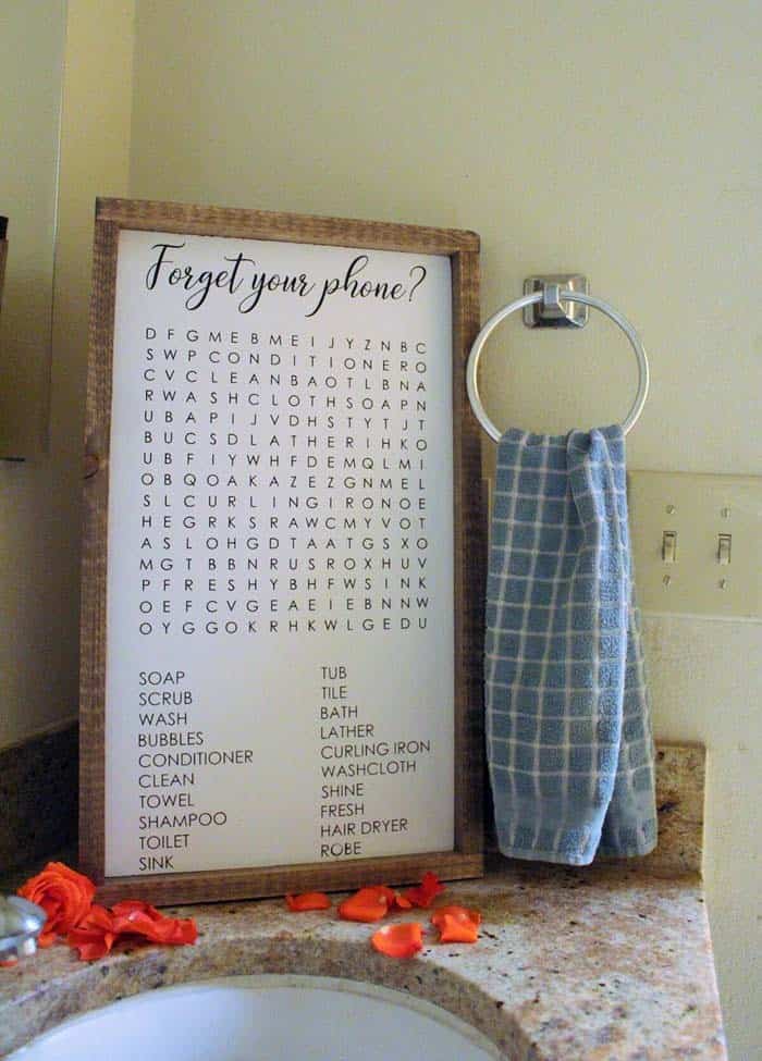 Word Search Sign Bathroom Decor