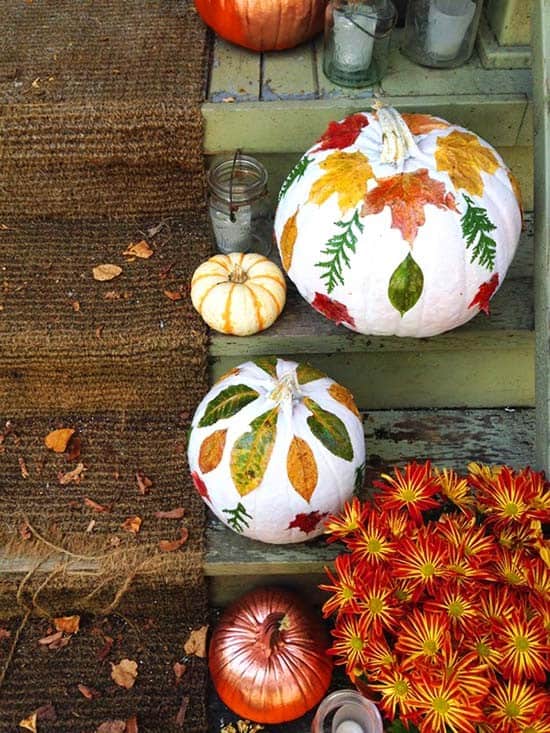 Get Ready for Fall with Colorful Porch Staircase Pumpkins