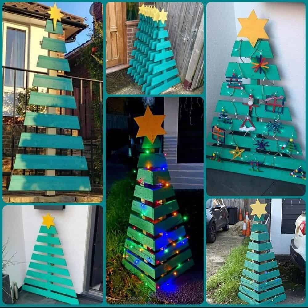 Add Sparkle with Colored Wooden Christmas Trees DIY