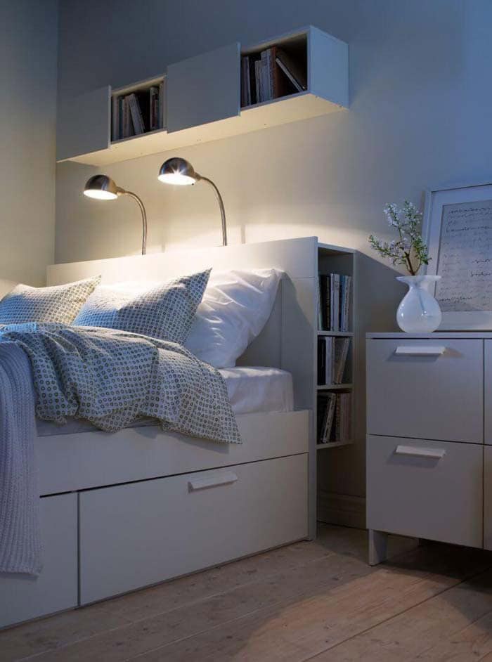 Shared Nightstand and Book Organizer with Ikea Shelves