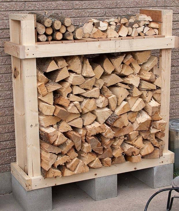 Rugged Firewood Rack Separates Logs & Kindling