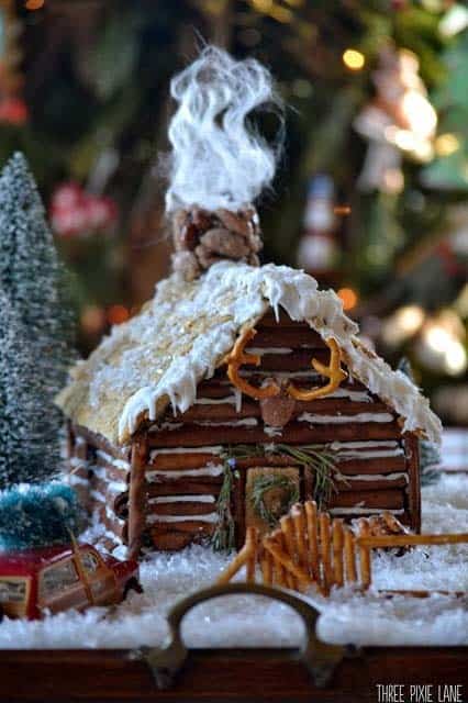 Make a Rustic Gingerbread Log Cabin