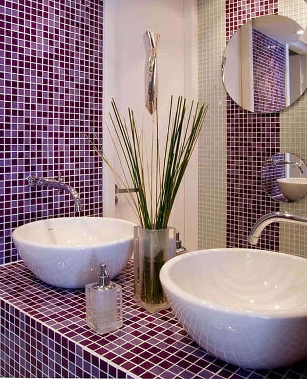 Unwind in Total Luxury with Purple Mosaic Tiles