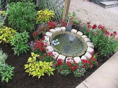 Ground Level Fountain in a Corner Landscape