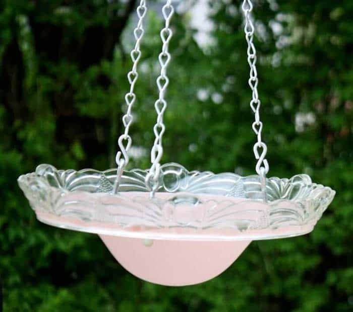 Make a DIY Birdbath from an Old Lampshade