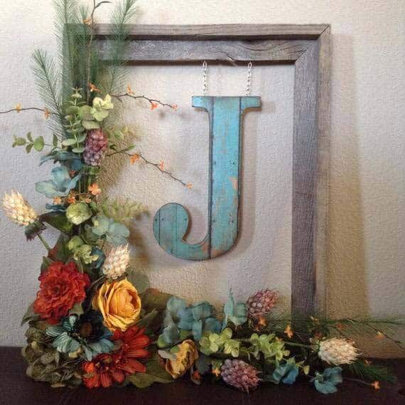 Personalize Summer Decor with Letter Wreath in Frame