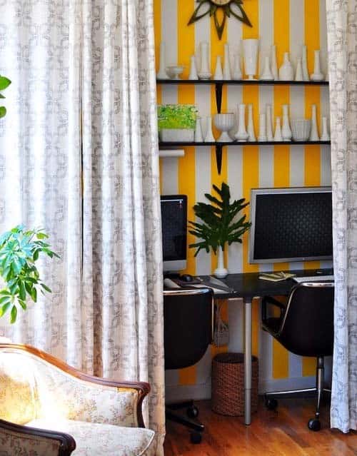 Utilize Curtains to Hide Your Office