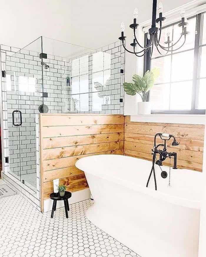 Retro Subway Tile With Hex Floor