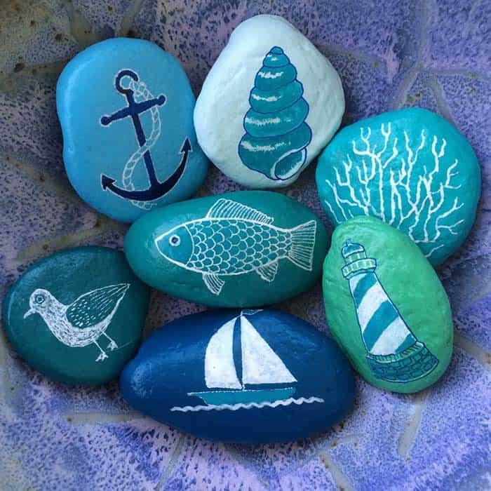 Turquoise Painted Rocks