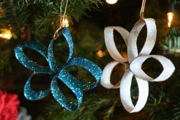 Upcycle Paper Rolls into Glittery Christmas Ornaments