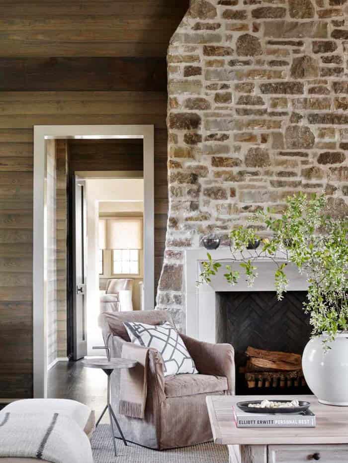 Modern Masonry Fireplace Wall