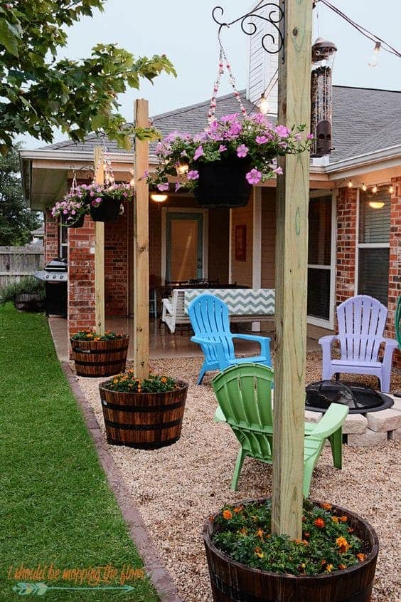 Colorful Floral Fire Pit Area