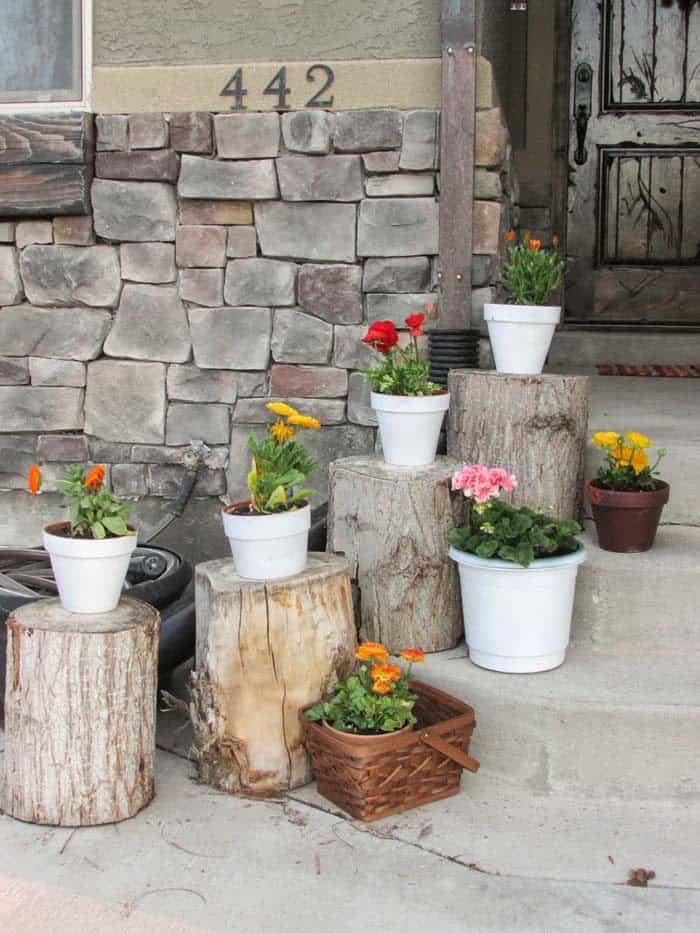 Elevate Your Porch with Rustic Staircase Planter Boxes