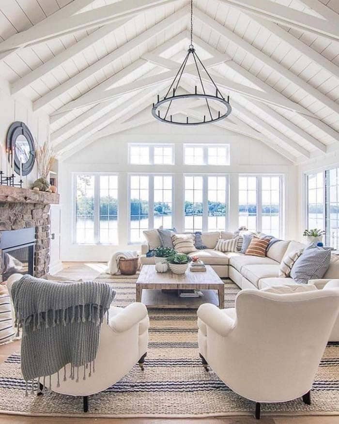 Create a Bright and Airy Living Room with Vaulted Ceilings