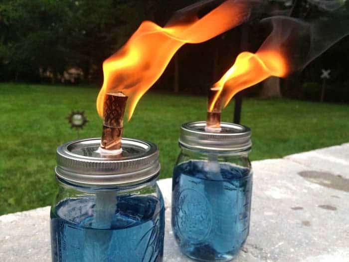 Easy Outdoor Torches From Mason Jars