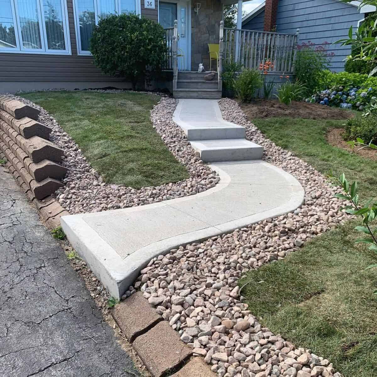 River Rocks In A Walkway Design