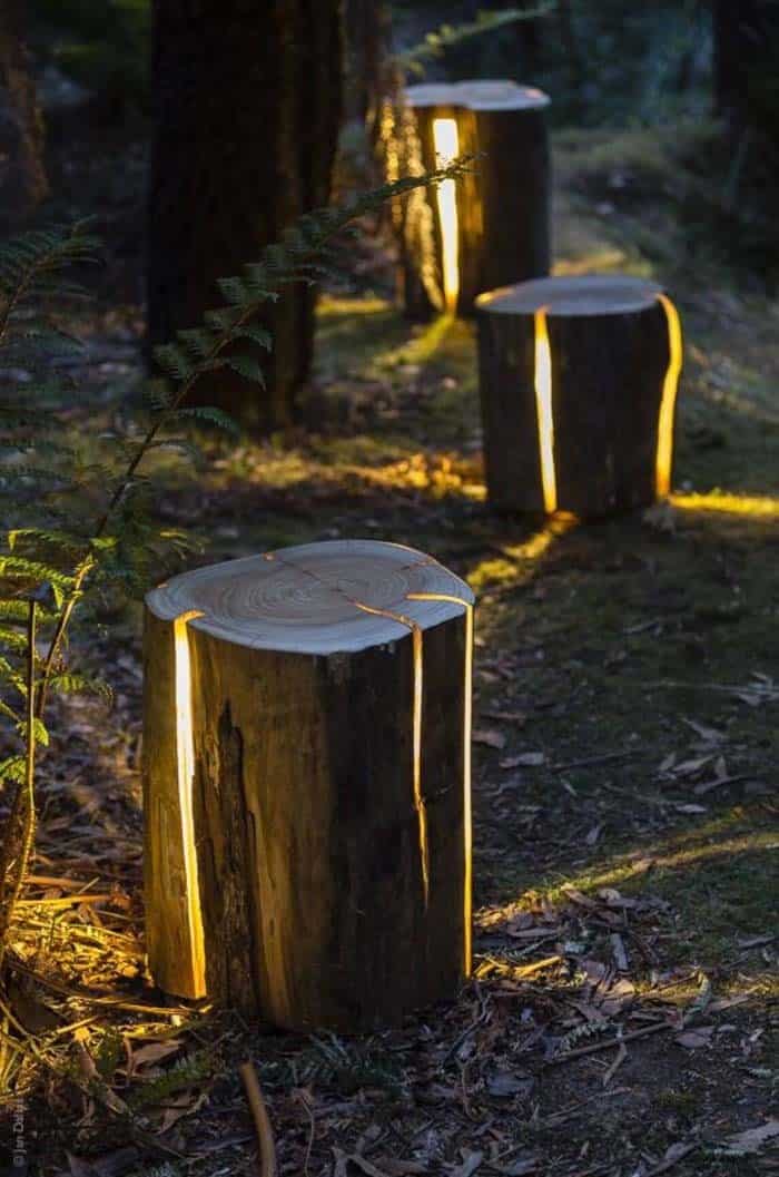 Logs Lit From Within Afford Lighted Seating