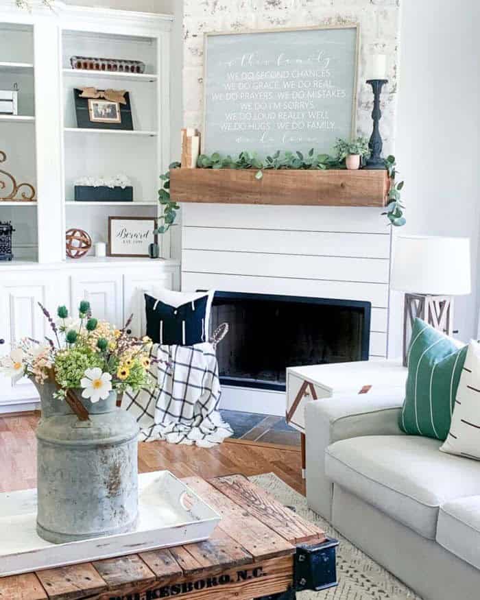 Modern Farmhouse Fireplace with Shiplap Lining