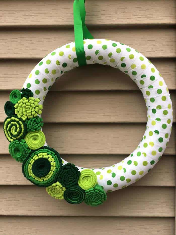 Make a Festive Wreath with Green Flowers and Ribbon