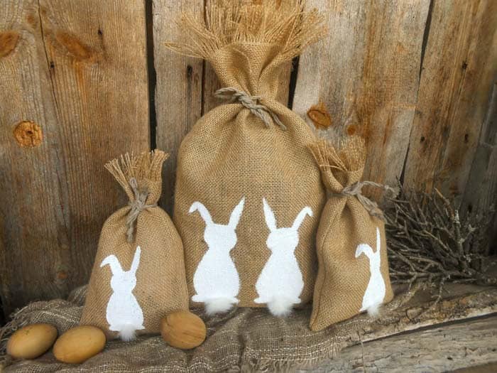 Elevate Your Front Yard with Painted Bunny Burlap Sacks