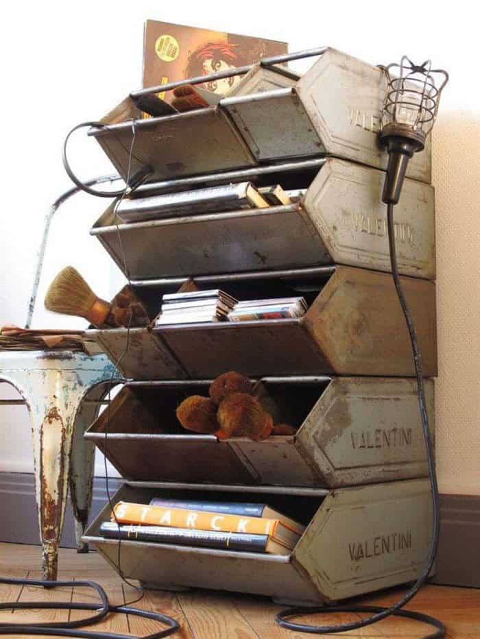 Multipurpose Storage In Vintage Industrial Bins