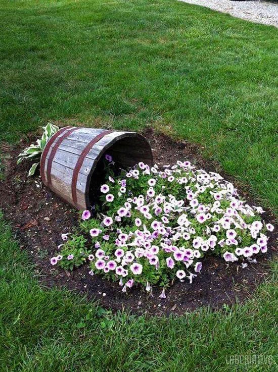 Brighten Your Garden with a Wine Barrel Spilled Flower Planter