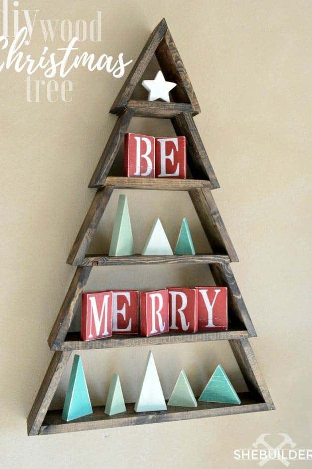 Recycled Pallet Tree Shaped Shelf