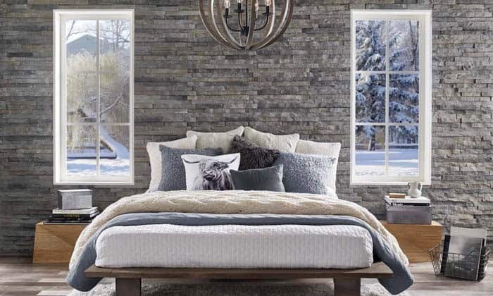 Stone Veneer Accent Wall In Grey