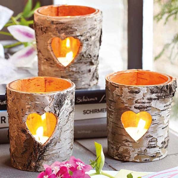 Spread Love with Rustic Wood Heart-Shaped Candles