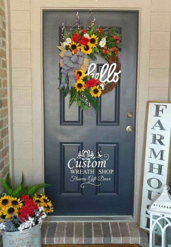 Add a Grapevine Wreath with Colorful Flowers