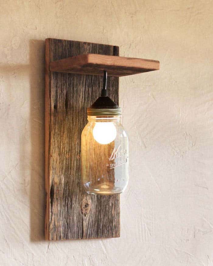 Reclaimed Barnwood & Mason Jar Sconce