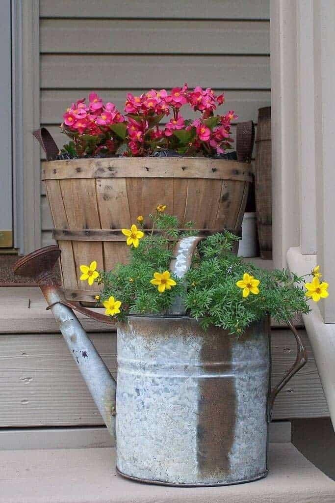 Authentic Farmhouse Decor with Barrels and Galvanized Cans