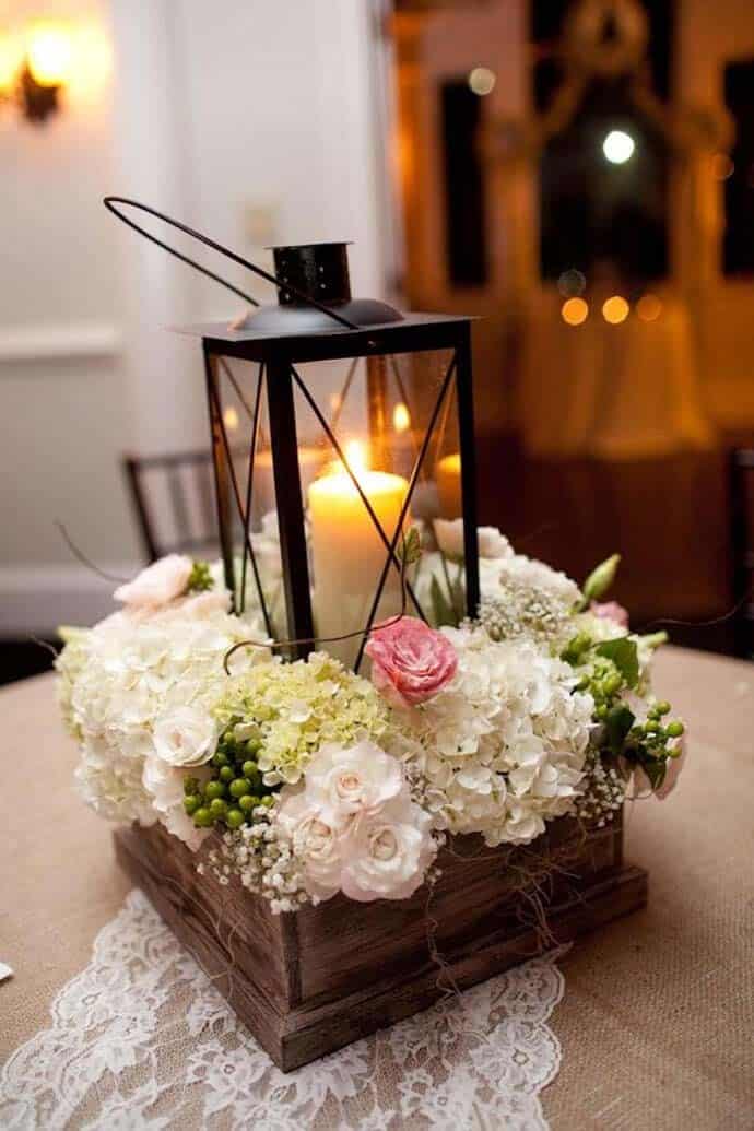 Vintage Lantern Idea With Floral Centerpiece