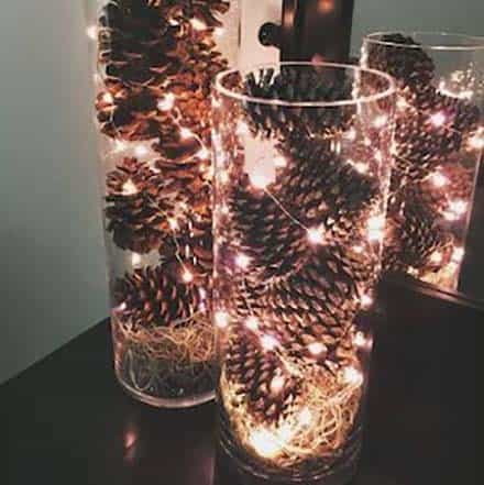 Create an Enchanting Mood with Lighted Pine Cone Vases